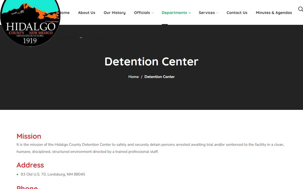 Hidalgo County Detention Center inmate population source page