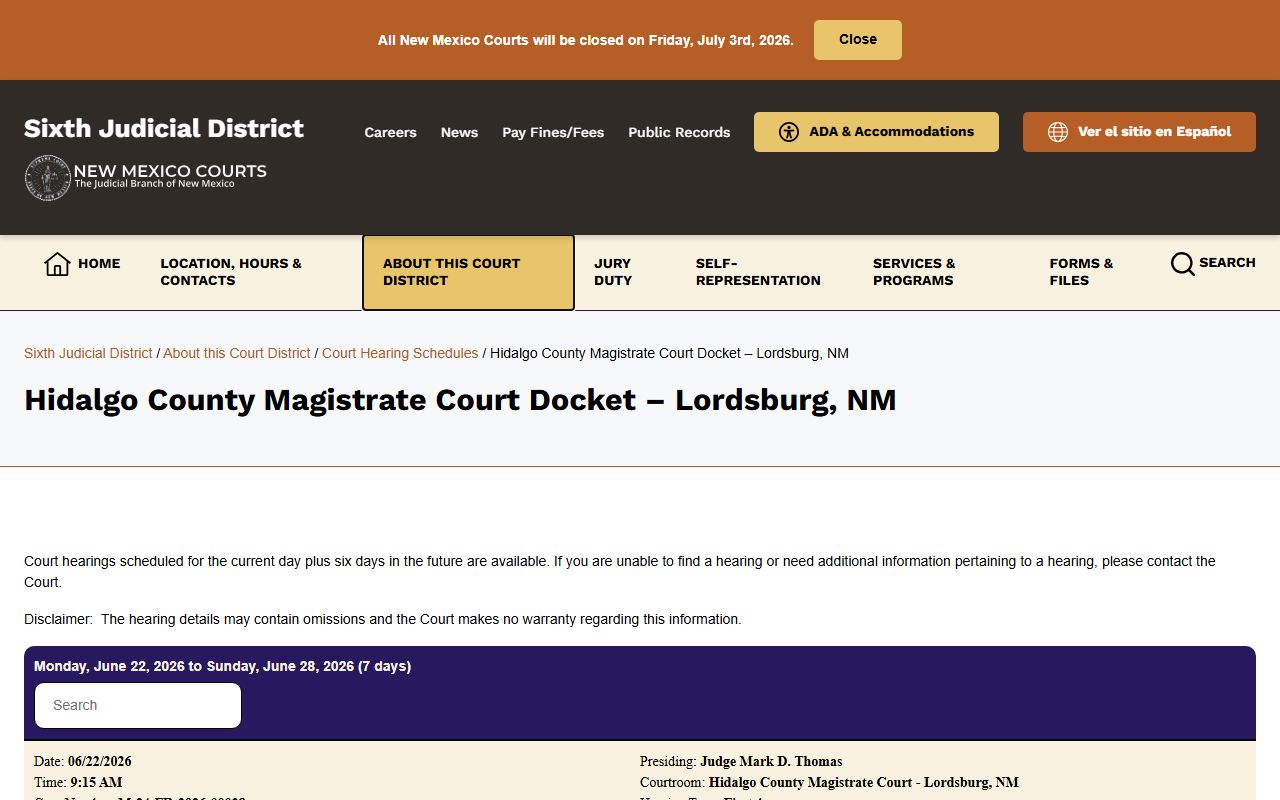 Hidalgo County court records after arrest magistrate docket